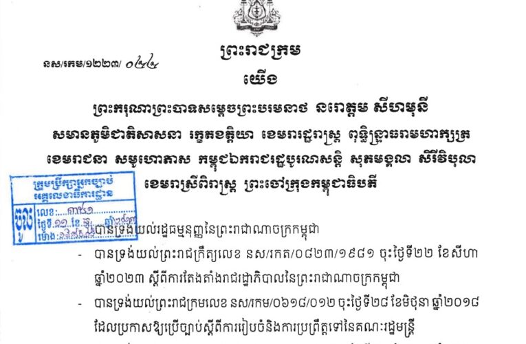 ព្រះរាជក្រម៖ ច្បាប់ស្ដីពីហិរញ្ញវត្ថុសម្រាប់ការគ្រប់គ្រងឆ្នាំ២០២៤។